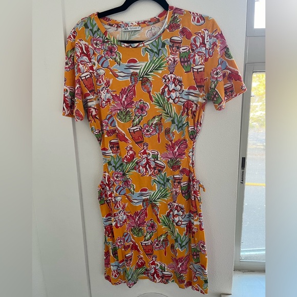 Zara Tropical Dress Size L - Picture 1 of 5